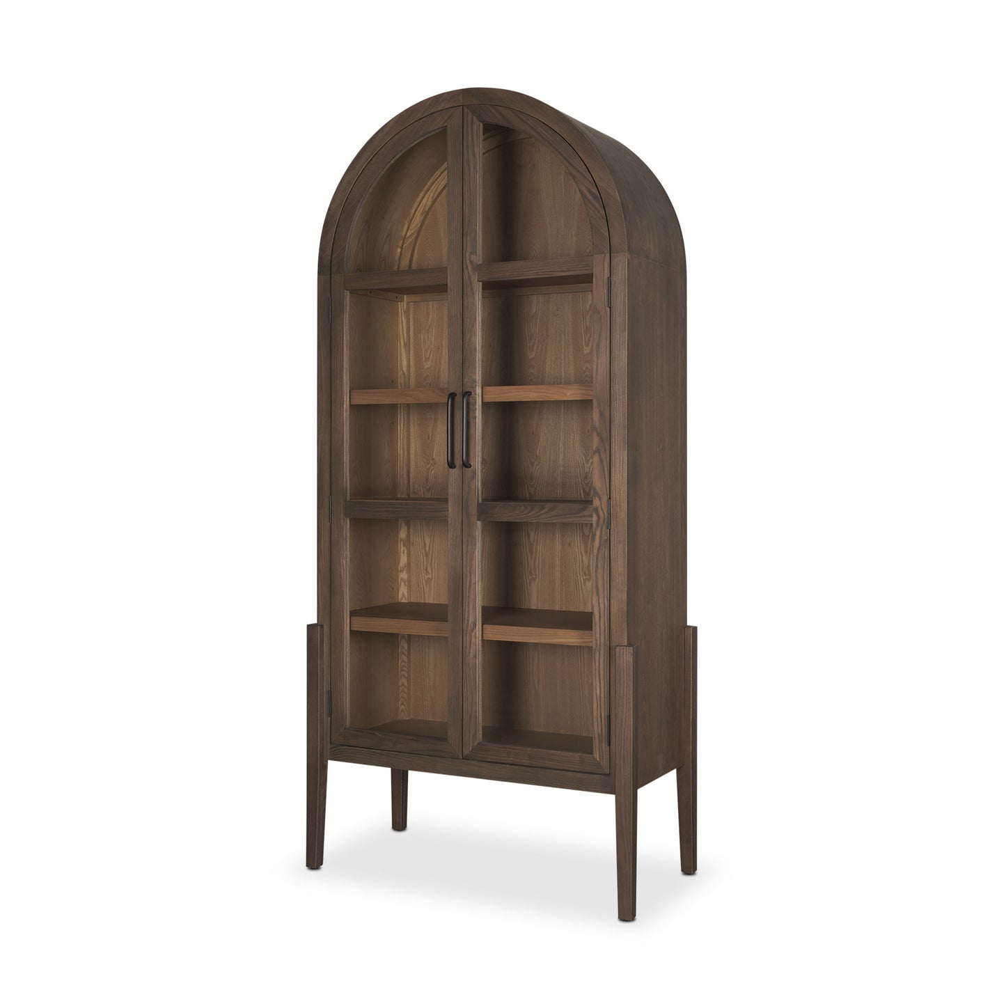 84" Dark Brown Solid Wood Curio Cabinet With Two Doors