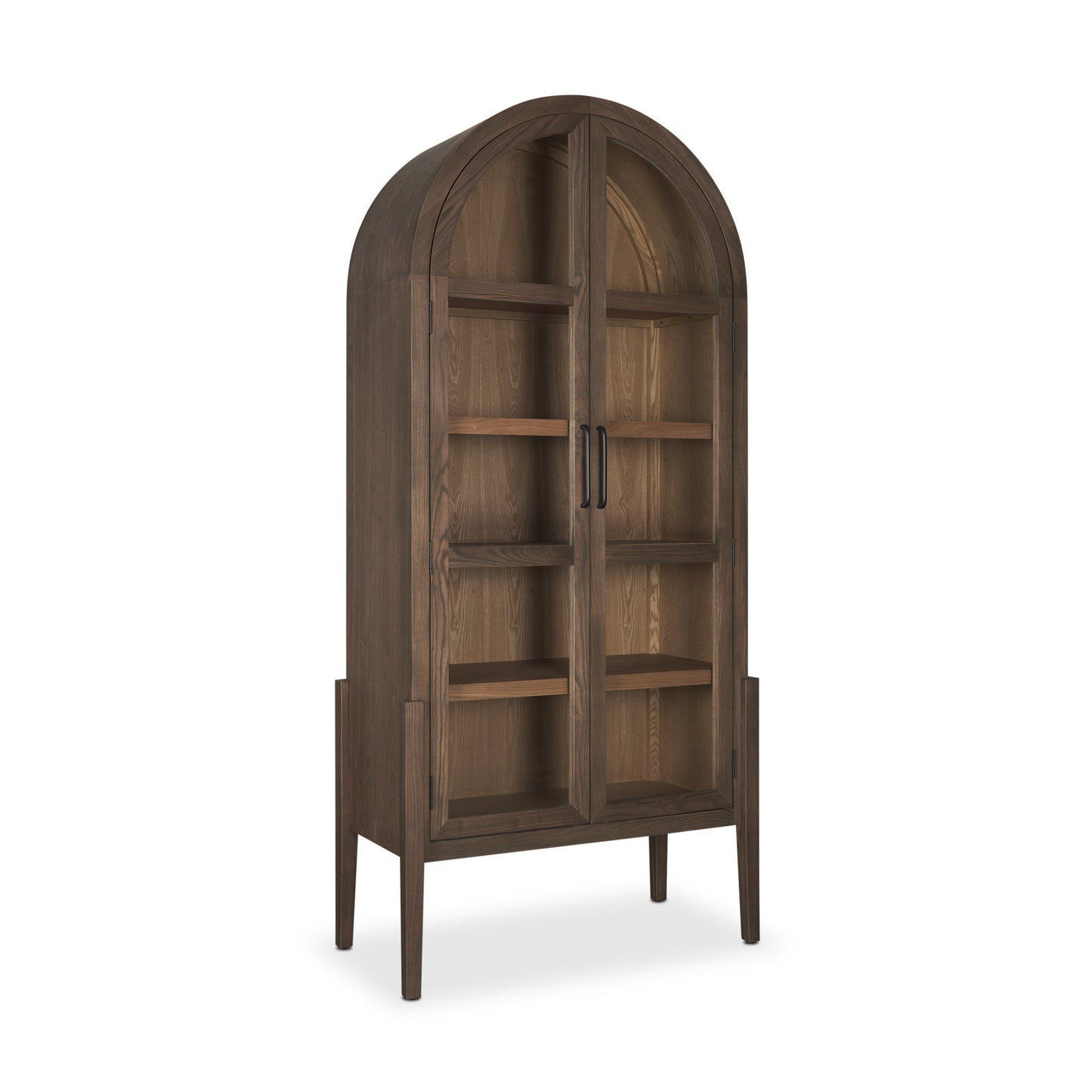 84" Dark Brown Solid Wood Curio Cabinet With Two Doors