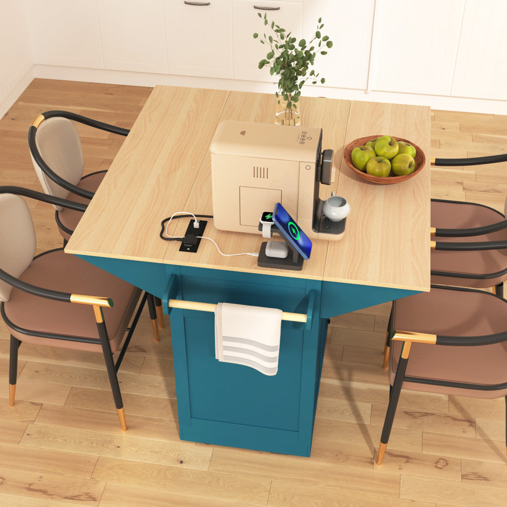 56" Wood Rolling Kitchen Island With Storage
