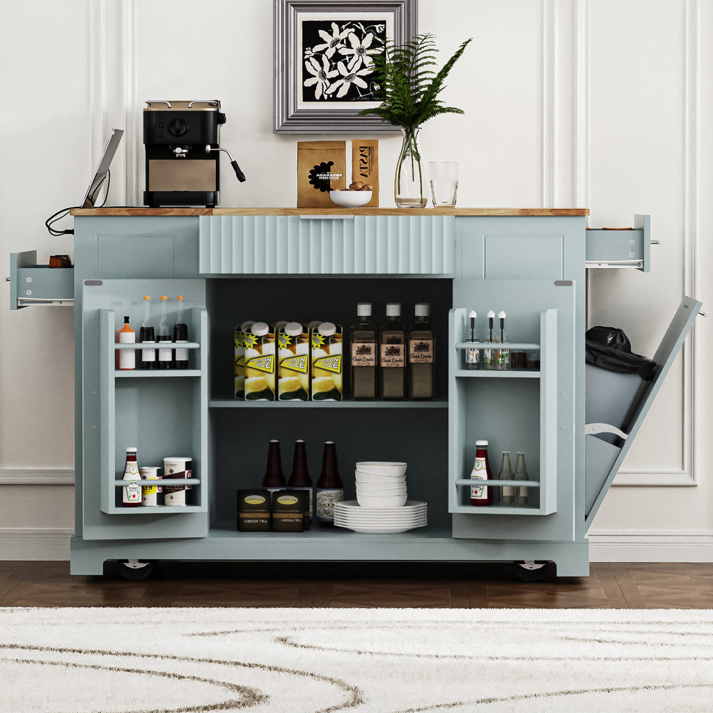 49" Wood Rolling Kitchen Island With Storage