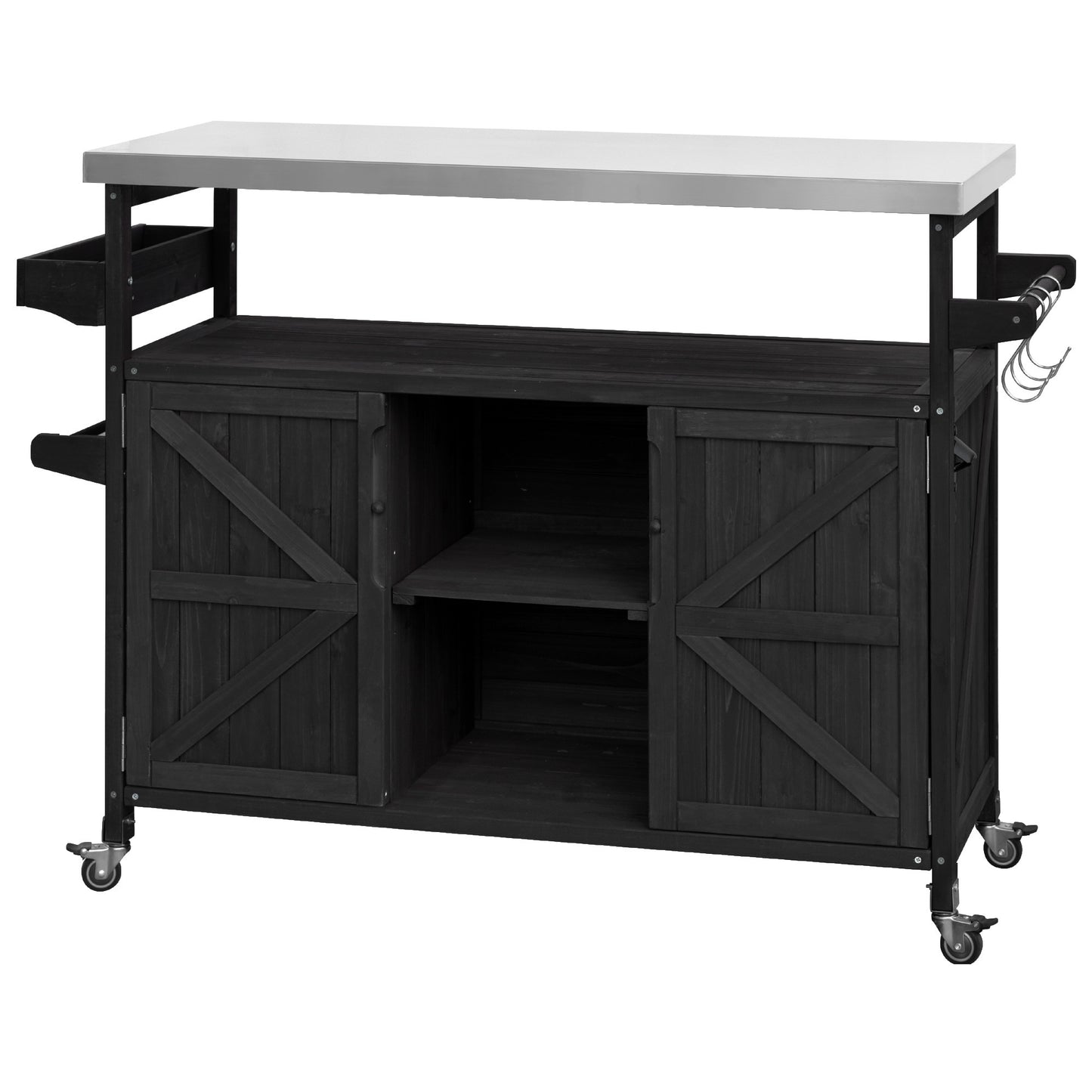 50" Rolling Kitchen Island With Storage
