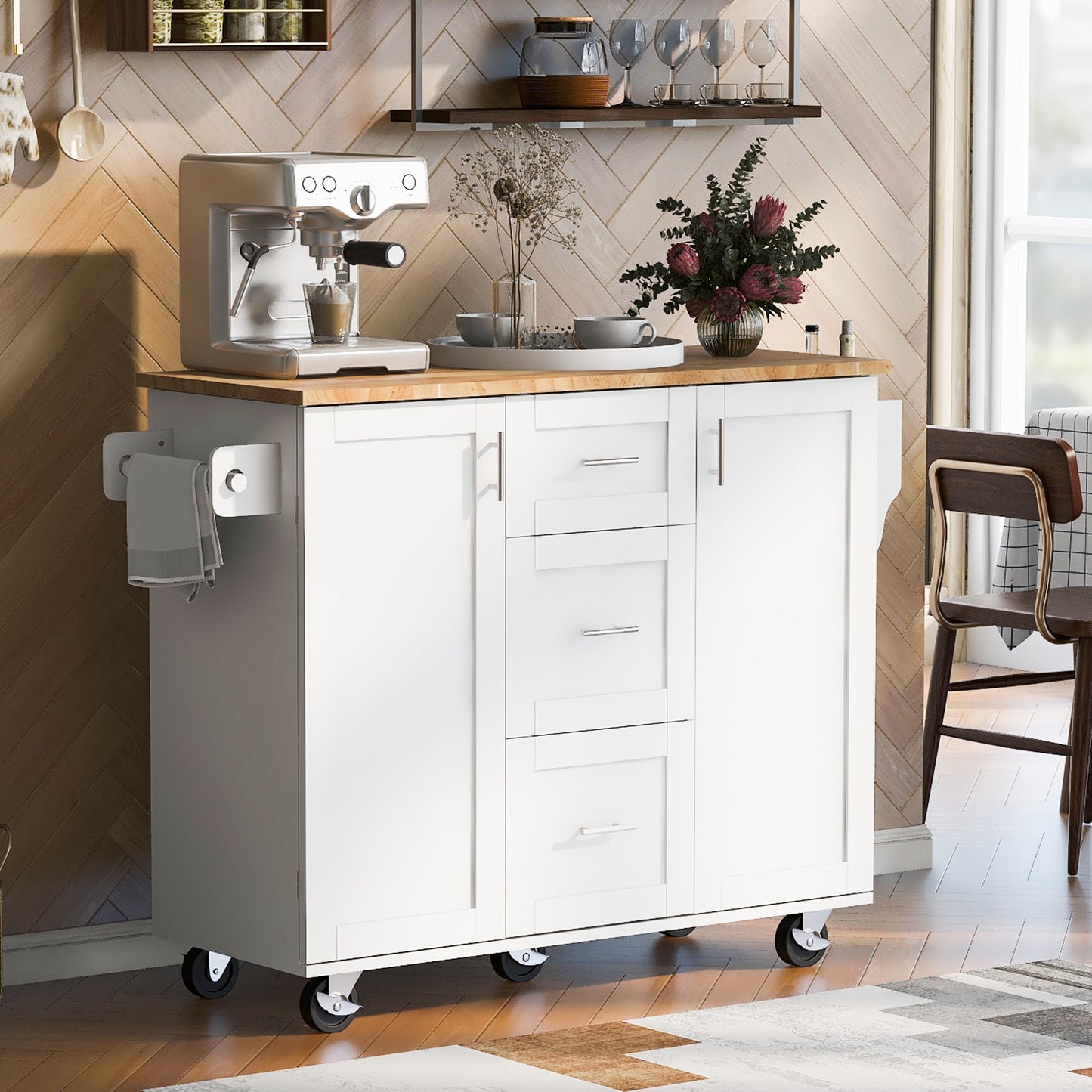 50" Rolling Kitchen Island