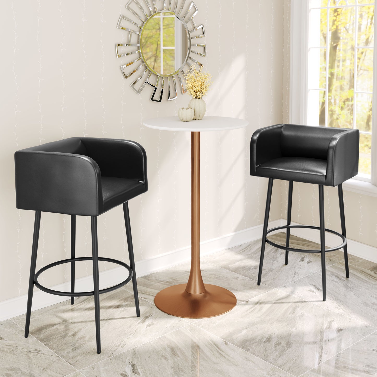 24" Brown Wood Rounded Bar Table