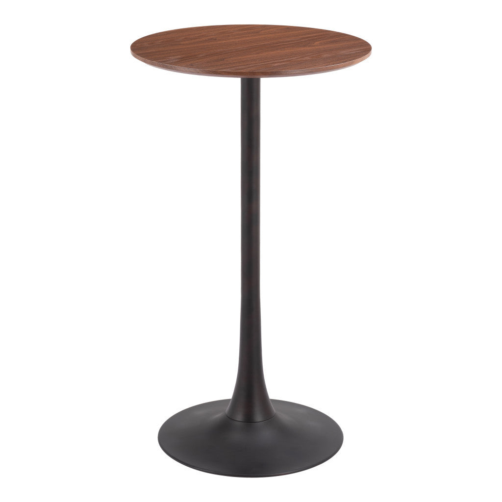 24" Brown Wood Rounded Bar Table