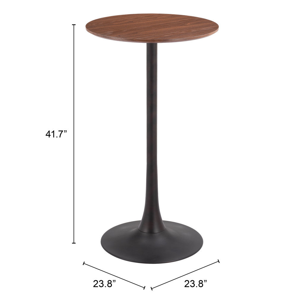 24" Brown Wood Rounded Bar Table