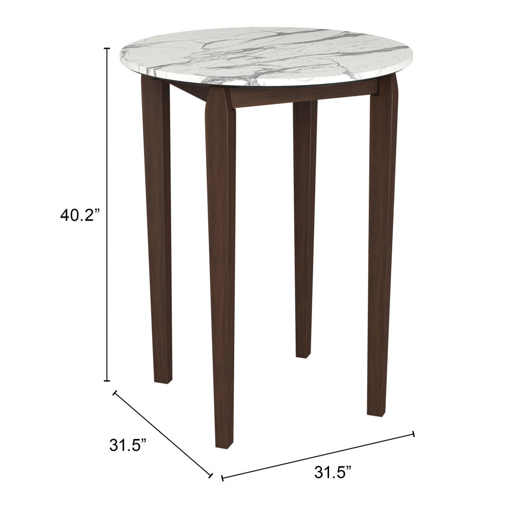 32" White Rounded Bar Table