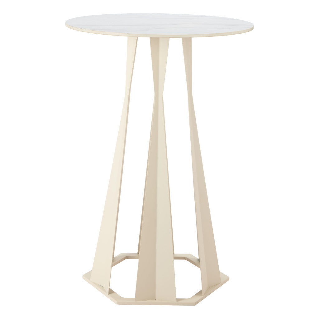 26" White Marble Bar Table