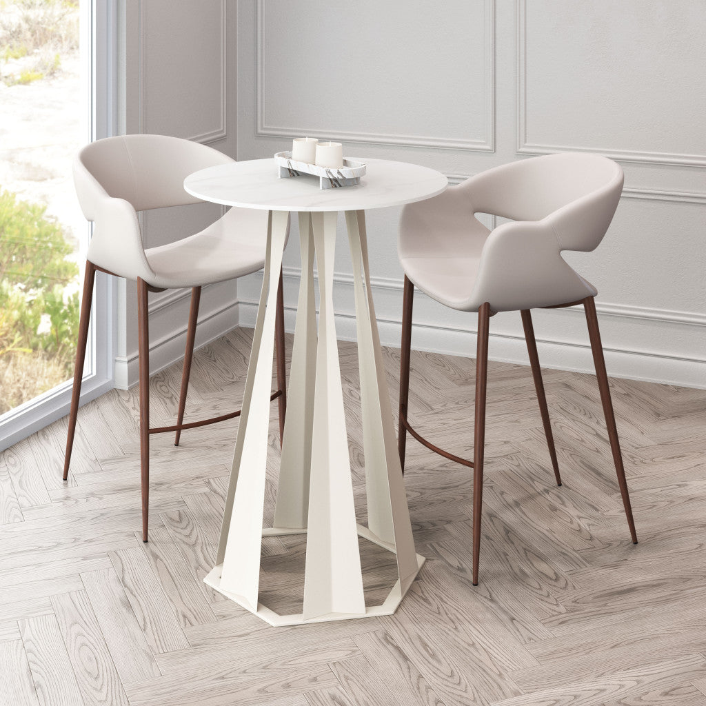 26" White Marble Bar Table