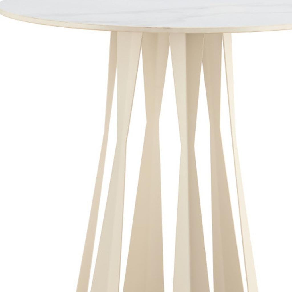 26" White Marble Bar Table