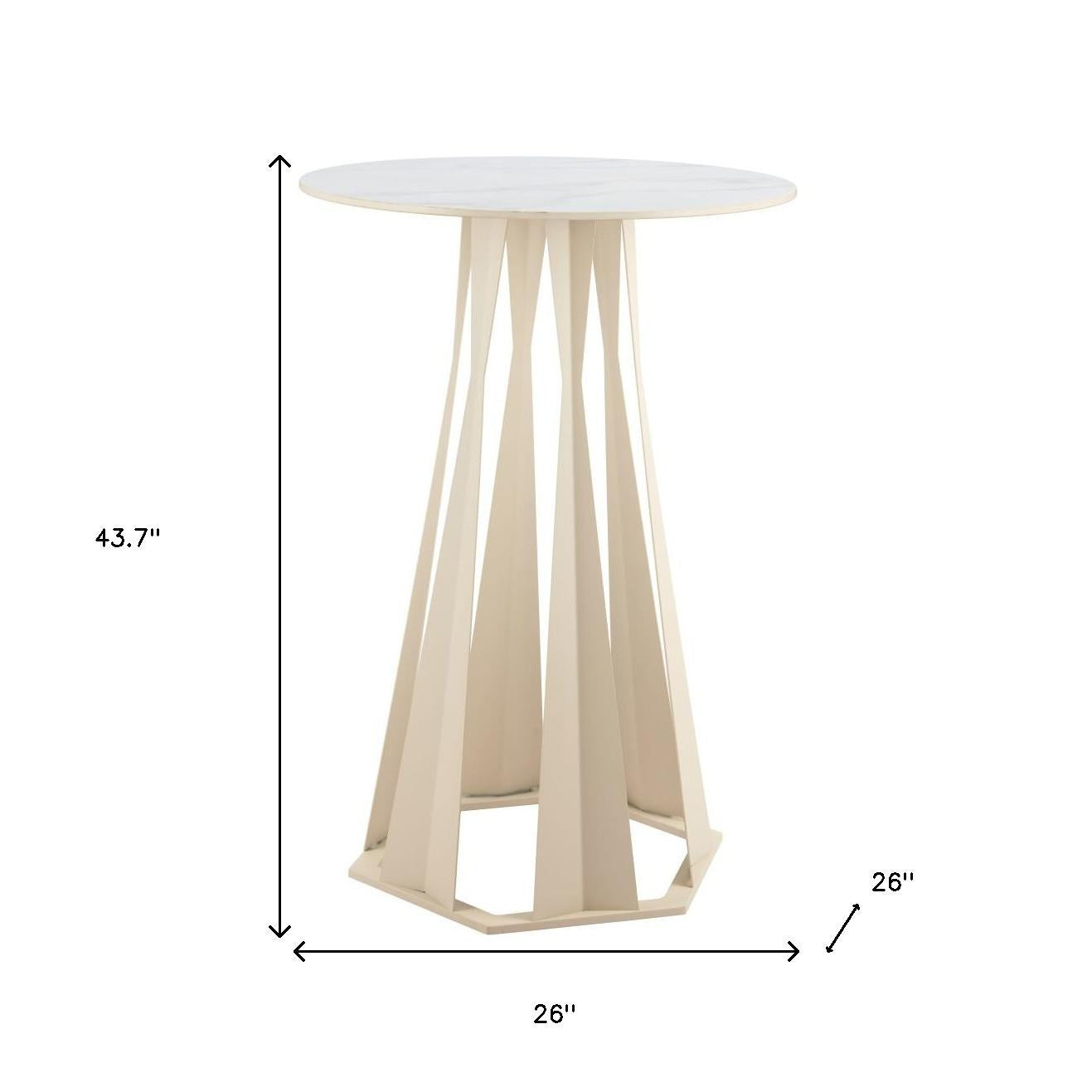 26" White Marble Bar Table