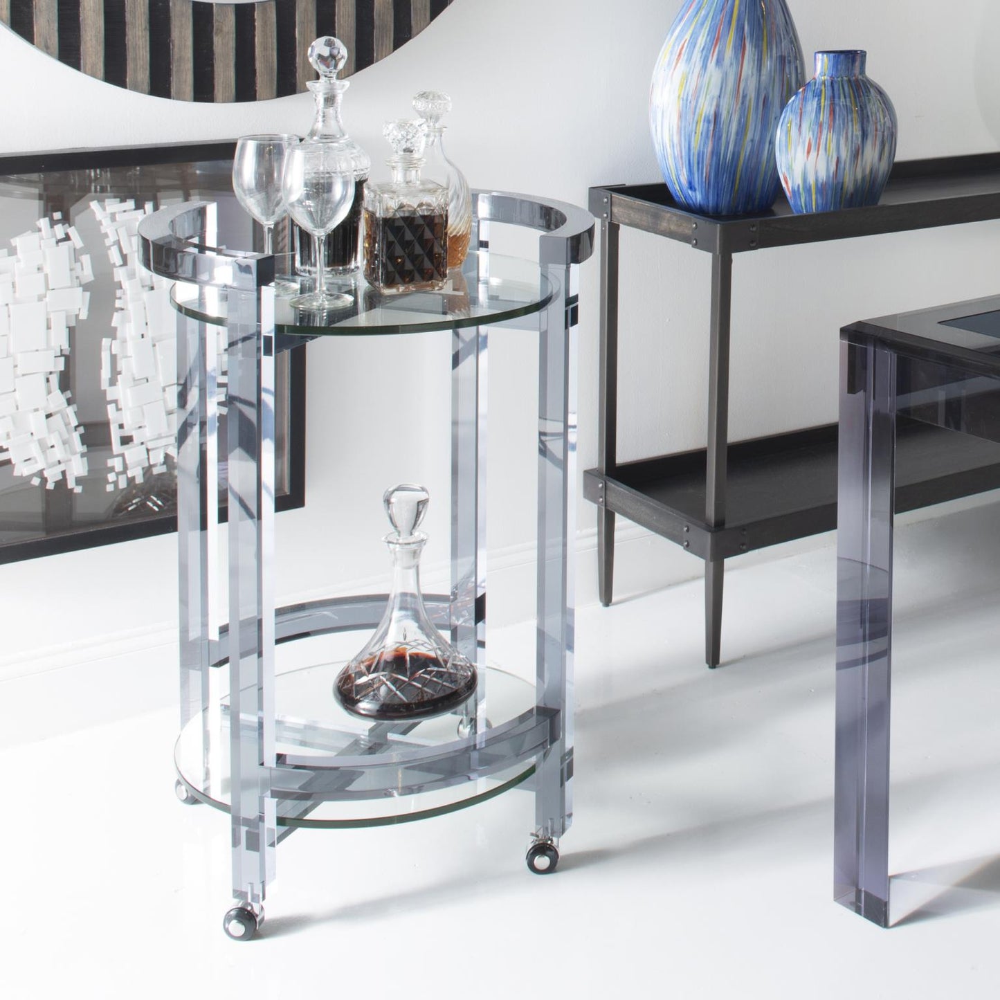 Smoked Acrylic Bar Cart