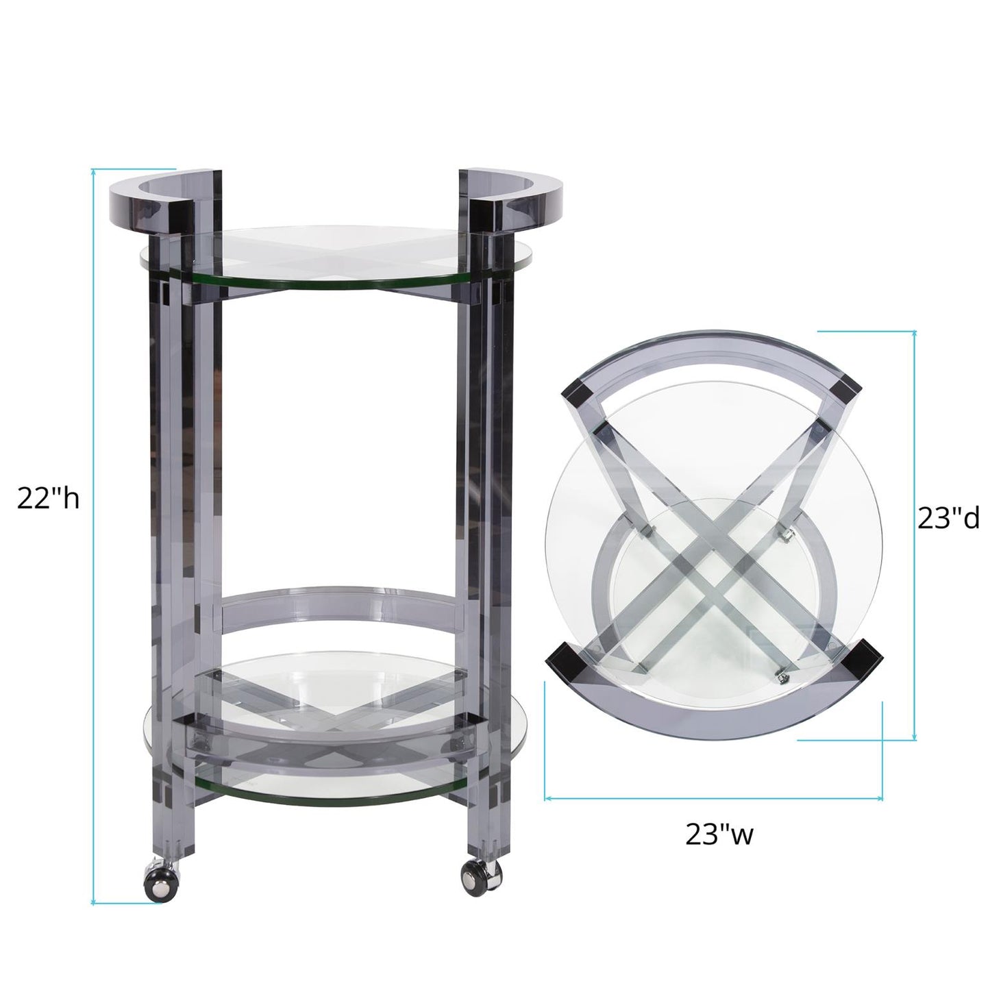 Smoked Acrylic Bar Cart