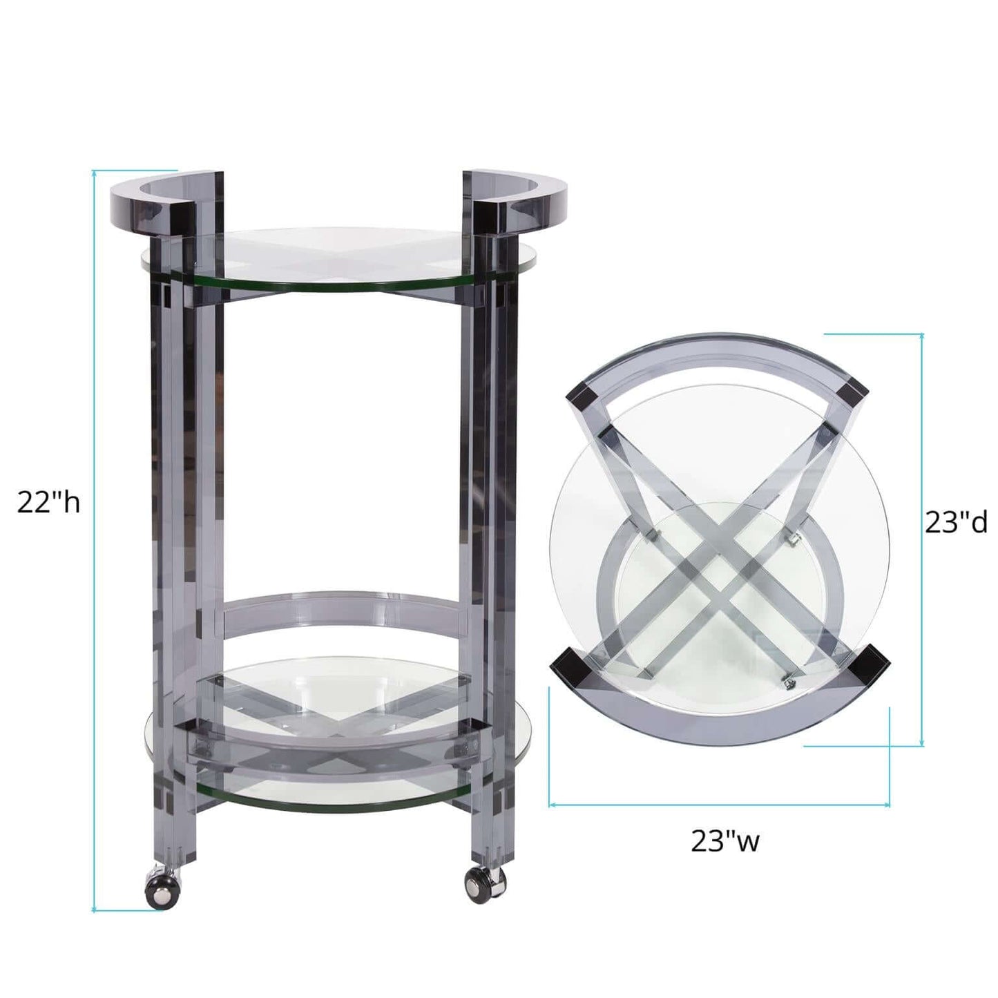 Howard Elliott Smoked Acrylic Bar Cart