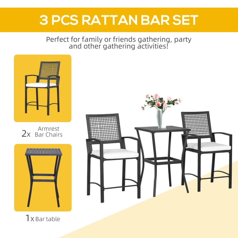 Outsunny 3pcs Patio Bar Set