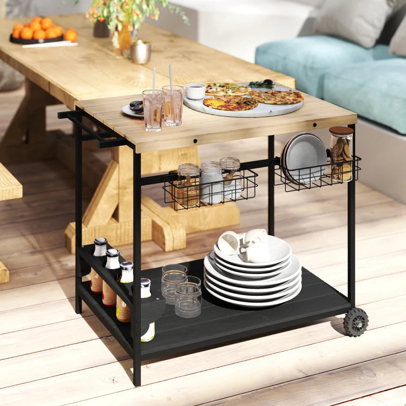 Outsunny Outdoor Bar Cart Patio Serving Cart