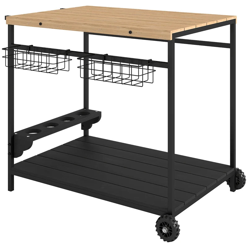 Outsunny Outdoor Bar Cart Patio Serving Cart
