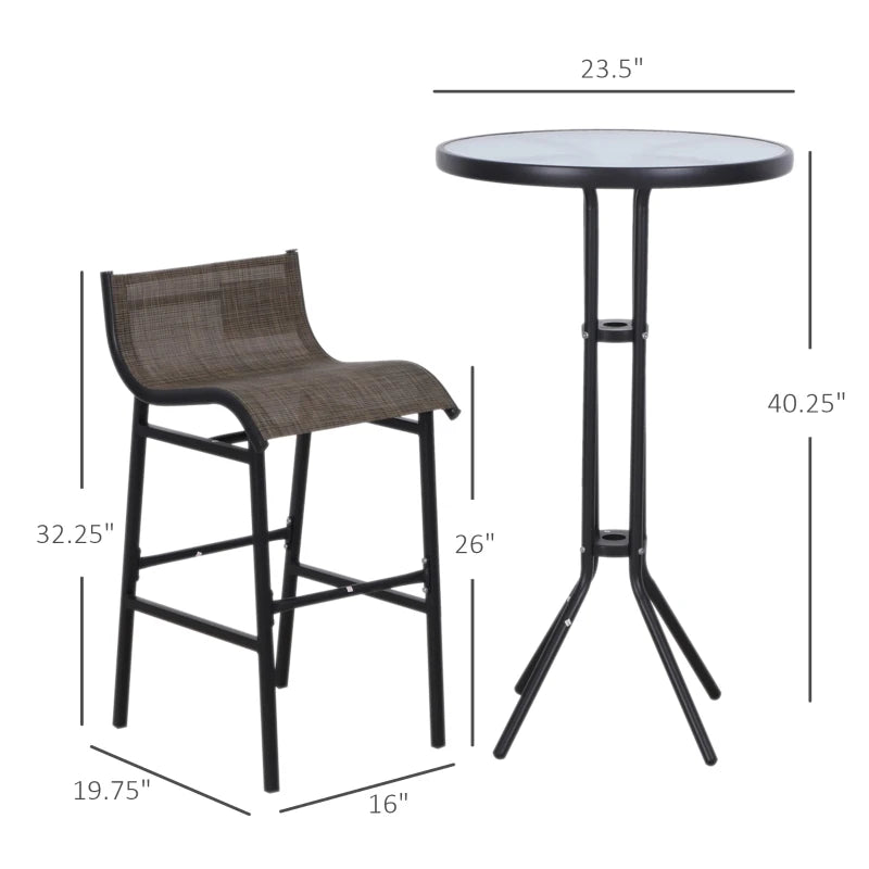 Outsunny 3 Piece Bar Height Outdoor Bistro Set