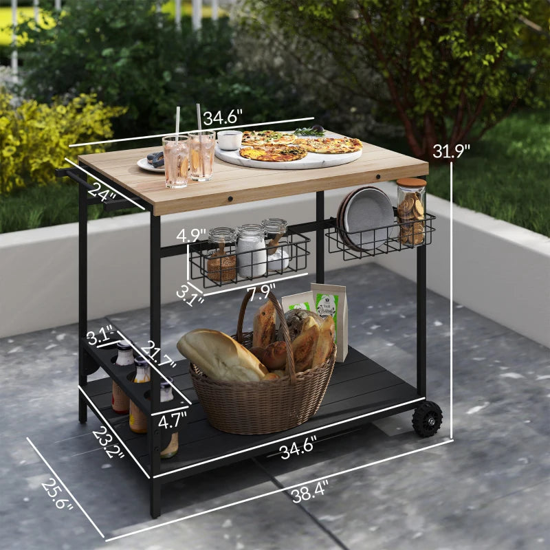 Outsunny Outdoor Bar Cart Patio Serving Cart