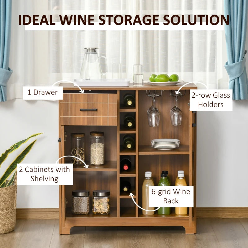 HOMCOM Retro Wine Cabinet for 6 Bottles