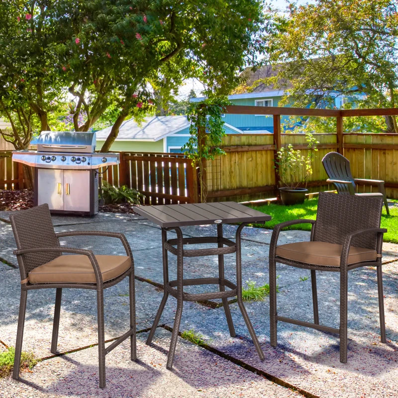 Outsunny 3 PCS Grain Top Rattan Wicker Bar Set