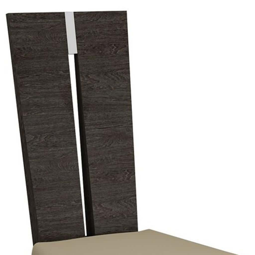 Homeroots Seven Piece Gray Dining Set with Six Chairs headboard detail showing modern design and dark wood finish.