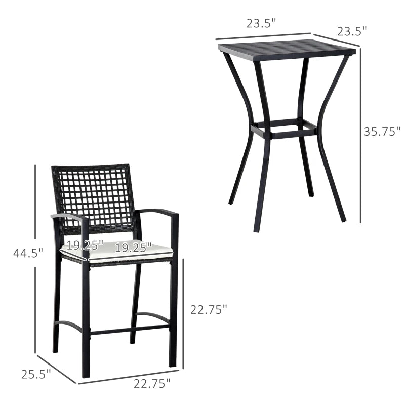 Outsunny 3pcs Patio Bar Set
