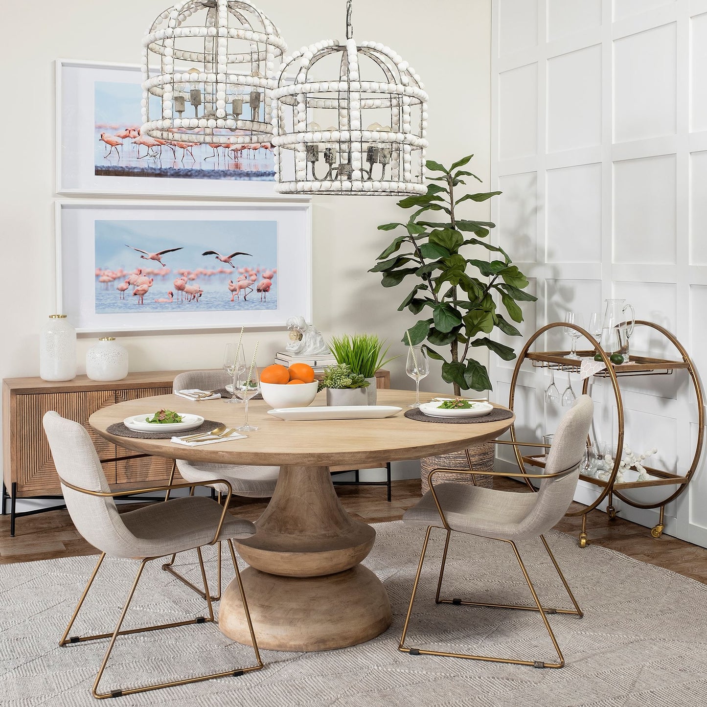Round Gold Rolling Kitchen Cart With Storage