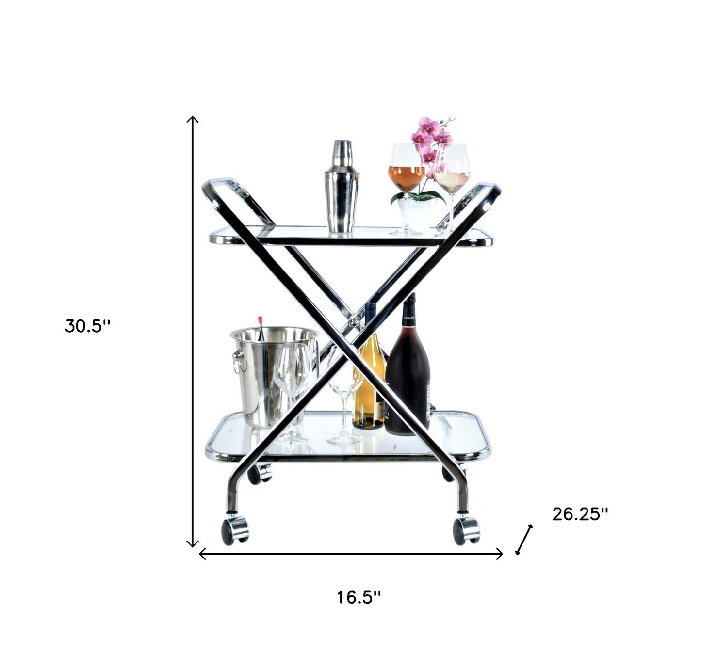 Chrome Xshape Bar Cart