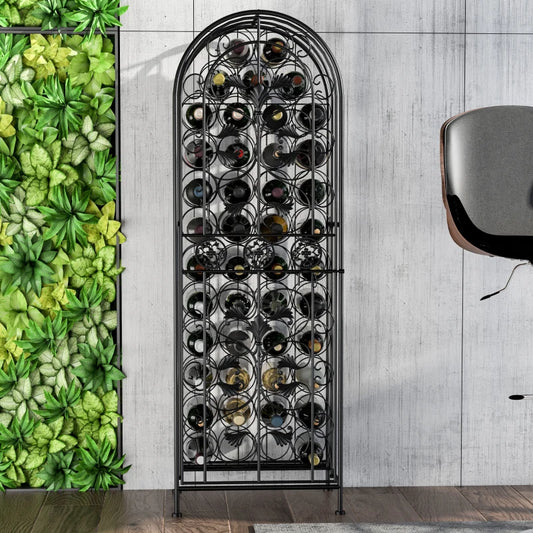 HOMCOM 45 Bottle Wrought Iron Wine Rack