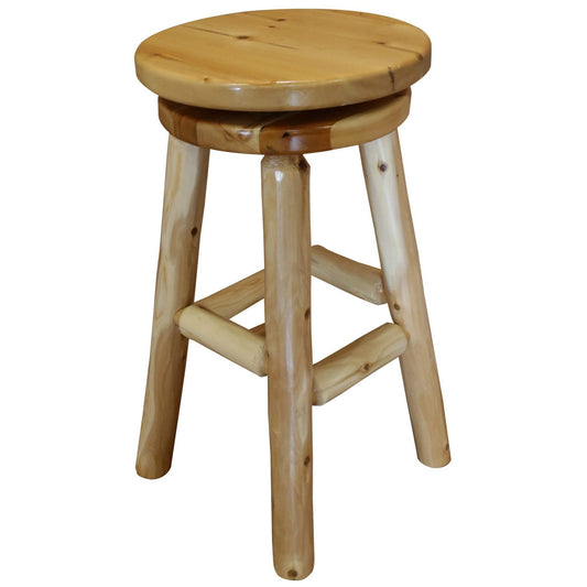 Rustic White Cedar Log Swivel Barstool