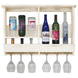 Farmhouse 6 Bottle Wine Bar with 6 Glass Holder