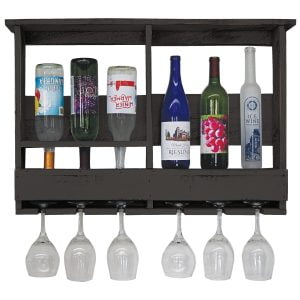 Farmhouse 6 Bottle Wine Bar with 6 Glass Holder