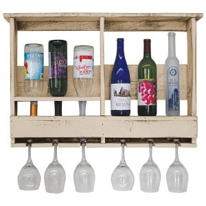 Farmhouse 6 Bottle Wine Bar with 6 Glass Holder