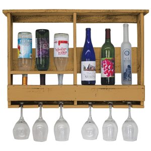 Farmhouse 6 Bottle Wine Bar with 6 Glass Holder