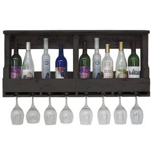 Farmhouse Original 10 Bottle Wine Shelf with 8 Glass Holder