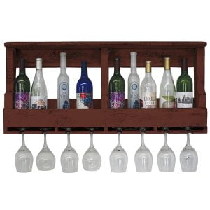 Farmhouse Original 10 Bottle Wine Shelf with 8 Glass Holder