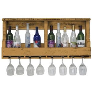 Farmhouse Original 10 Bottle Wine Shelf with 8 Glass Holder