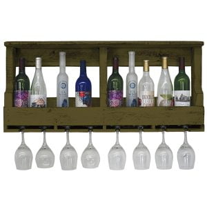 Farmhouse Original 10 Bottle Wine Shelf with 8 Glass Holder