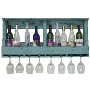 Farmhouse Original 10 Bottle Wine Shelf with 8 Glass Holder