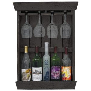 Farmhouse Shadow Box 5 Bottle with 4 Wine Glass Holder