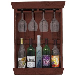 Farmhouse Shadow Box 5 Bottle with 4 Wine Glass Holder