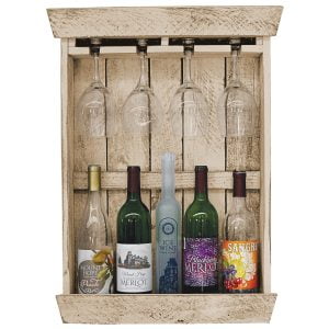 Farmhouse Shadow Box 5 Bottle with 4 Wine Glass Holder