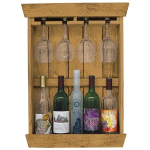 Farmhouse Shadow Box 5 Bottle with 4 Wine Glass Holder