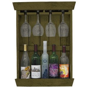 Farmhouse Shadow Box 5 Bottle with 4 Wine Glass Holder