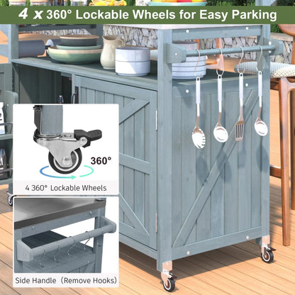 Outdoor Kitchen Island with Raised Shelf