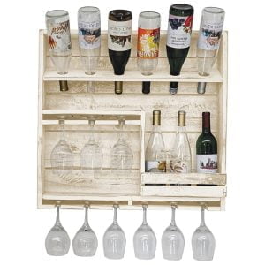 Farmhouse 9 Wine Bottle Display with 9 Glass Holder