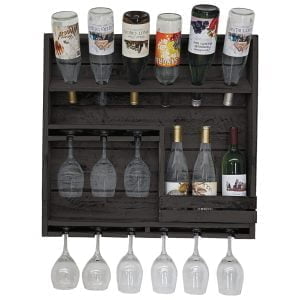 Farmhouse 9 Wine Bottle Display with 9 Glass Holder