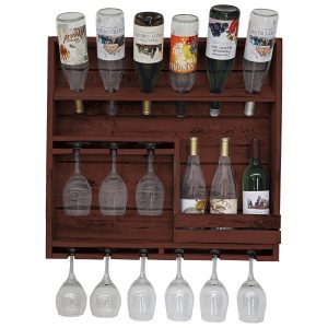 Farmhouse 9 Wine Bottle Display with 9 Glass Holder