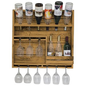 Farmhouse 9 Wine Bottle Display with 9 Glass Holder