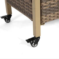 Outdoor Wicker Bar Cart with Plastic Wood